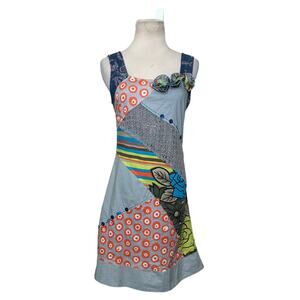 Lucy and Co. gray green pink patchwork Tank Mini Dress Size Small